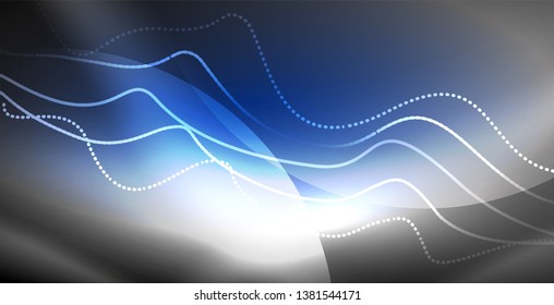 Neon lines shiny glowing background, vector futuristic techno template