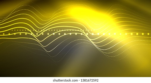 Neon lines shiny glowing background, vector futuristic techno template