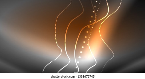 Neon lines shiny glowing background, vector futuristic techno template