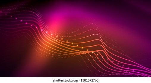 Líneas de neón fondo brillante, plantilla de tecnología vector futurista
