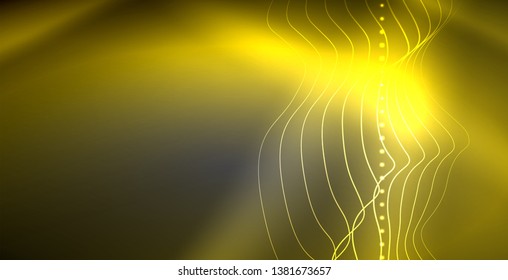 Líneas de neón fondo brillante, plantilla de tecnología vector futurista