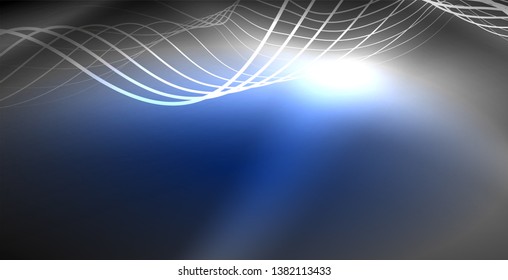 Líneas de neón fondo brillante, plantilla de tecnología vector futurista