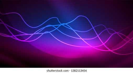 Neonlinien, glänzender Hintergrund, Vektorfuturistische Techno-Vorlage