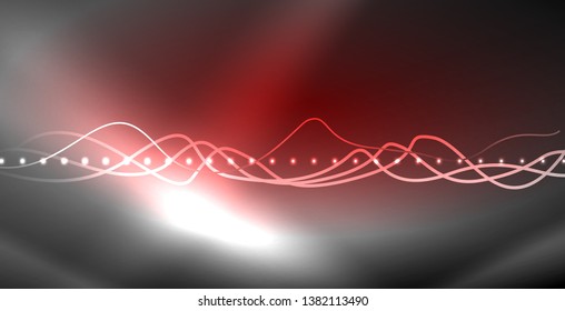 Neon lines shiny glowing background, vector futuristic techno template