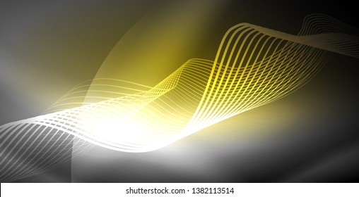 Líneas de neón fondo brillante, plantilla de tecnología vector futurista