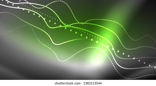 Neon lines shiny glowing background, vector futuristic techno template