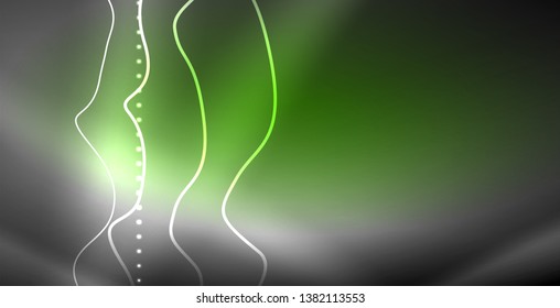 Neon lines shiny glowing background, vector futuristic techno template