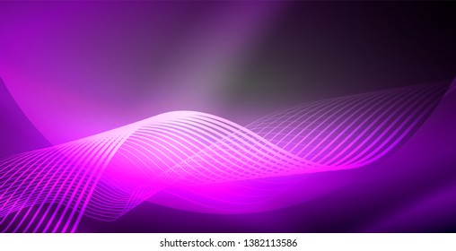 Neon lines shiny glowing background, vector futuristic techno template
