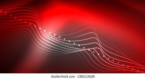 Neon lines shiny glowing background, vector futuristic techno template