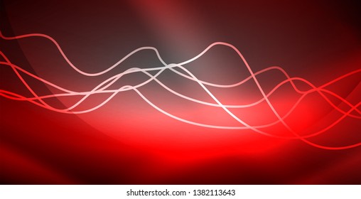 Neon lines shiny glowing background, vector futuristic techno template