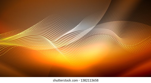 Neon lines shiny glowing background, vector futuristic techno template