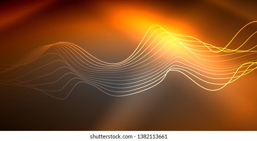 Neon lines shiny glowing background, vector futuristic techno template