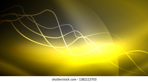 Neon lines shiny glowing background, vector futuristic techno template