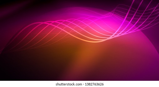Líneas de neón fondo brillante, plantilla de tecnología vector futurista