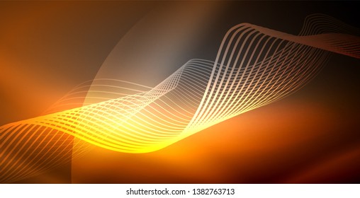 Líneas de neón fondo brillante, plantilla de tecnología vector futurista