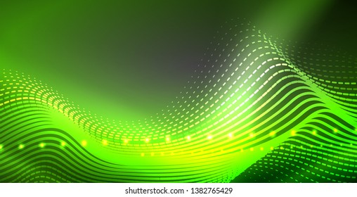 Líneas de neón fondo brillante, plantilla de tecnología vector futurista
