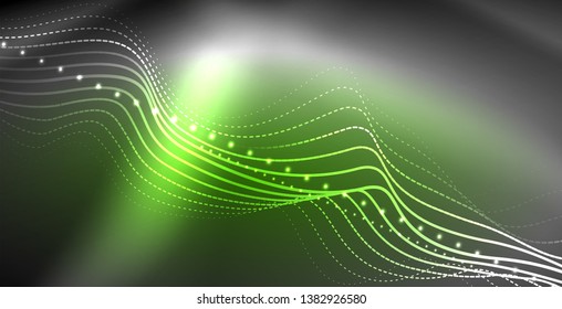 Líneas de neón fondo brillante, plantilla de tecnología vector futurista