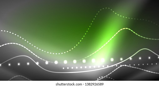 Neon lines shiny glowing background, vector futuristic techno template