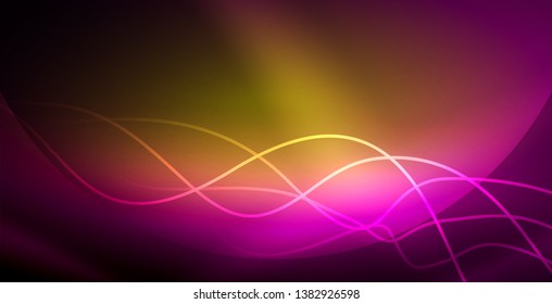 Líneas de neón fondo brillante, plantilla de tecnología vector futurista