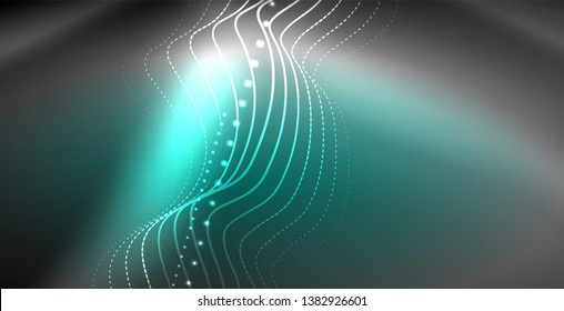 Neon lines shiny glowing background, vector futuristic techno template