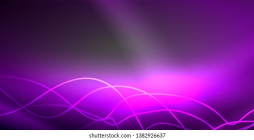Neon lines shiny glowing background, vector futuristic techno template