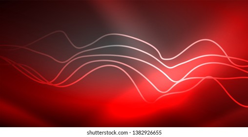 Líneas de neón fondo brillante, plantilla de tecnología vector futurista