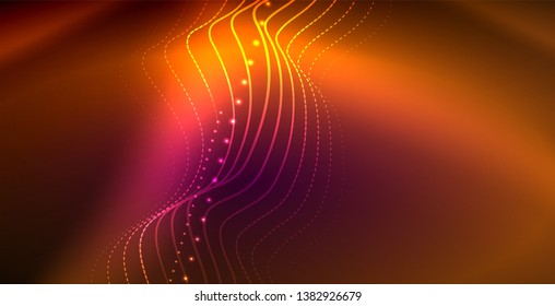 Neon lines shiny glowing background, vector futuristic techno template