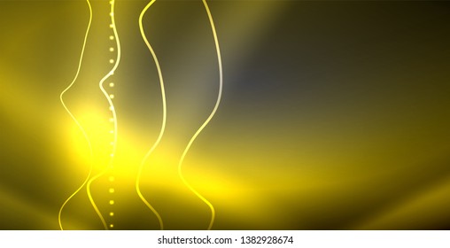 Neon lines shiny glowing background, vector futuristic techno template