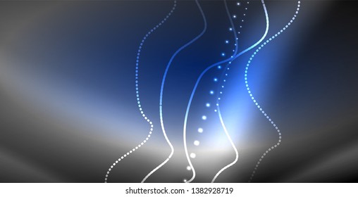 Neon lines shiny glowing background, vector futuristic techno template