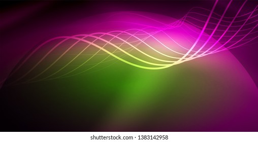 Líneas de neón fondo brillante, plantilla de tecnología vector futurista
