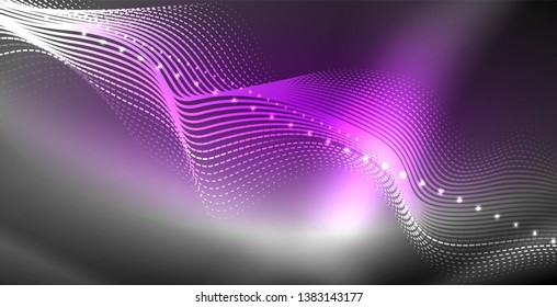 Neon lines shiny glowing background, vector futuristic techno template