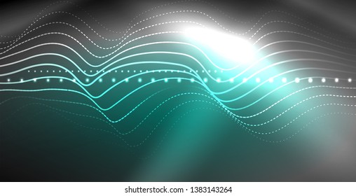 Neon lines shiny glowing background, vector futuristic techno template