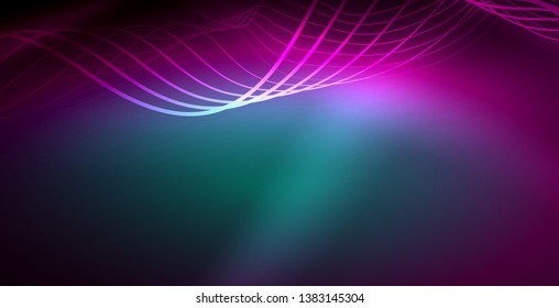 Neon lines shiny glowing background, vector futuristic techno template