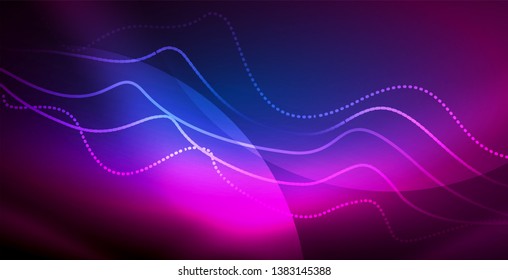 Neonlinien, glänzender Hintergrund, Vektorfuturistische Techno-Vorlage