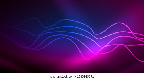 Neon lines shiny glowing background, vector futuristic techno template