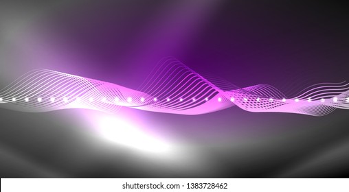Neon lines shiny glowing background, vector futuristic techno template