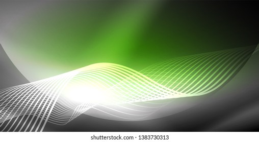Neon lines shiny glowing background, vector futuristic techno template