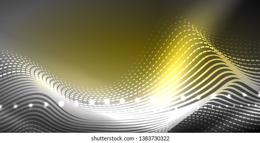 Neon lines shiny glowing background, vector futuristic techno template