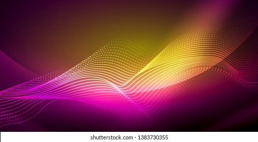 Neon lines shiny glowing background, vector futuristic techno template