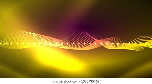 Líneas de neón fondo brillante, plantilla de tecnología vector futurista