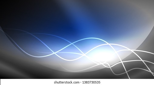 Neon lines shiny glowing background, vector futuristic techno template