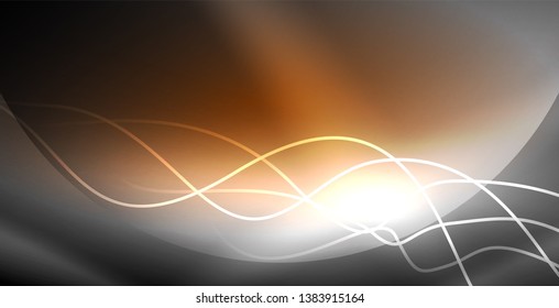 Neon lines shiny glowing background, vector futuristic techno template