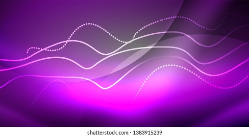 Neon lines shiny glowing background, vector futuristic techno template