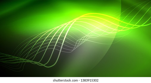 Neon lines shiny glowing background, vector futuristic techno template