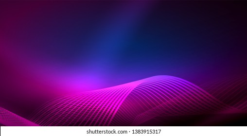 Neonlinien, glänzender Hintergrund, Vektorfuturistische Techno-Vorlage