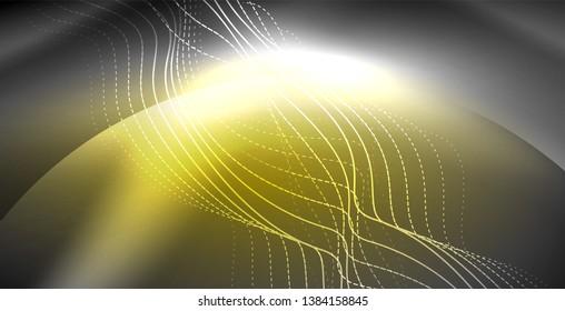 Neon lines shiny glowing background, vector futuristic techno template
