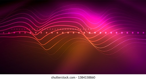 Neon lines shiny glowing background, vector futuristic techno template
