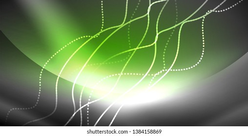 Neon lines shiny glowing background, vector futuristic techno template
