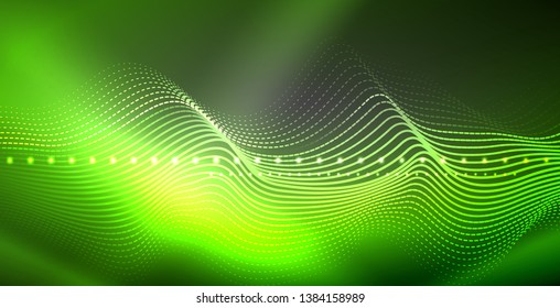 Líneas de neón fondo brillante, plantilla de tecnología vector futurista
