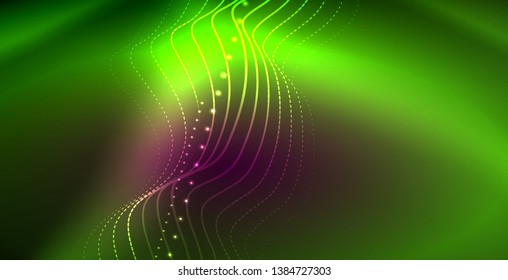 Líneas de neón fondo brillante, plantilla de tecnología vector futurista